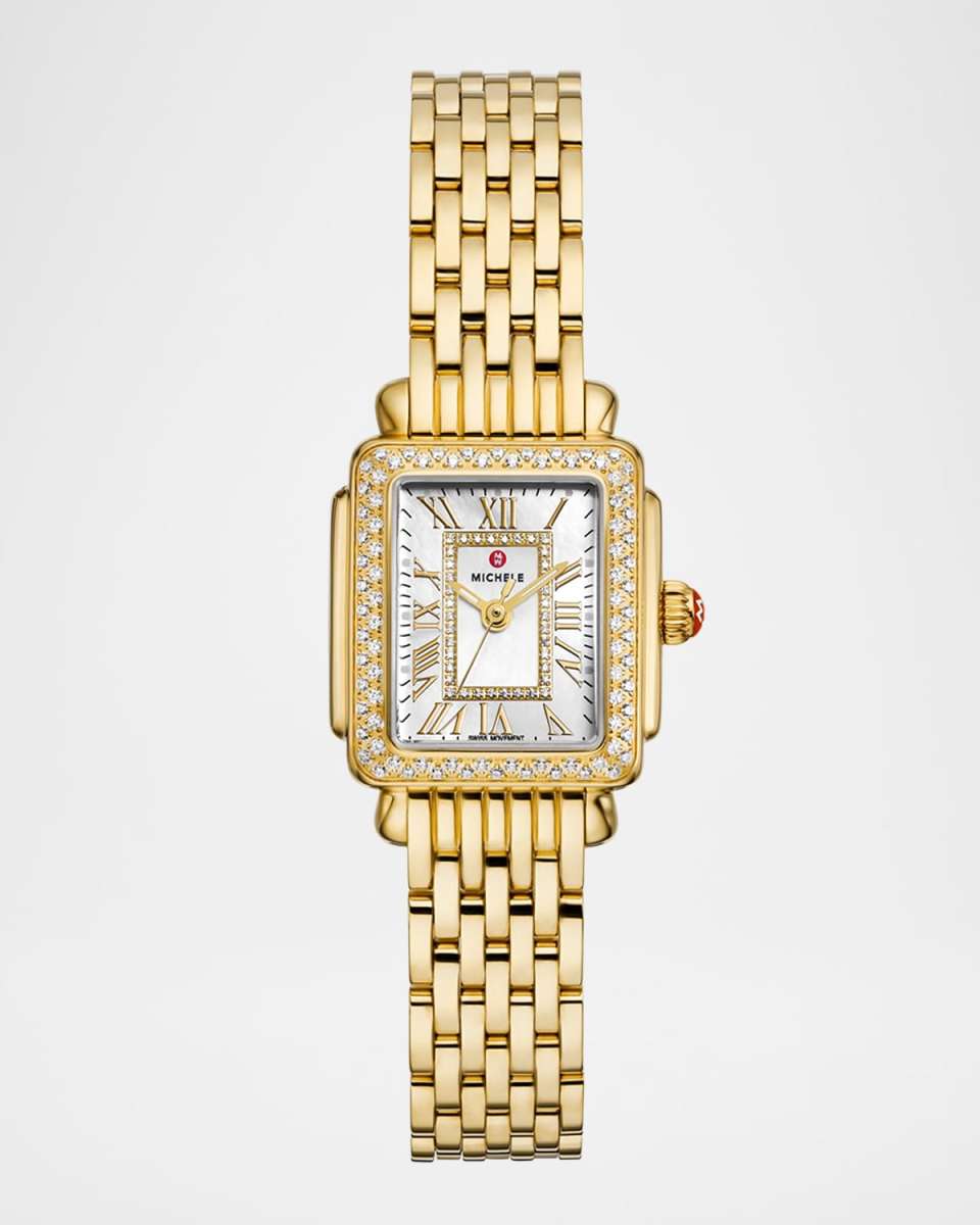 Deco Madison Mini Diamond 18K Yellow Gold-Plated Bracelet Watch